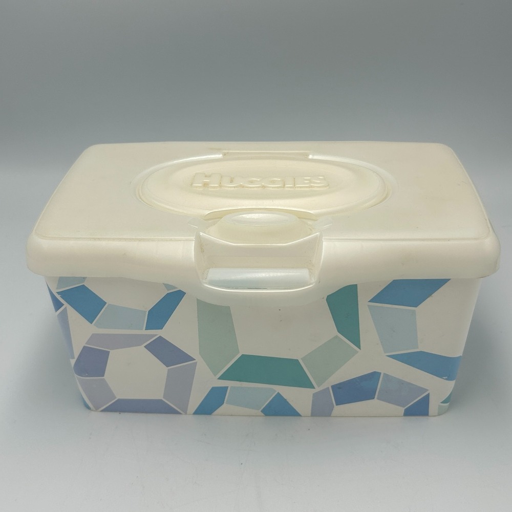 HUGGIES Baby Wipes Pop Up Container Empty Tub Refillable Dispenser Blue 2016
